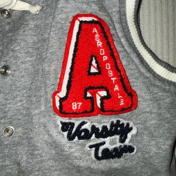 Aeropostale Gray Varsity Team Hoodie - Picture 3 of 5